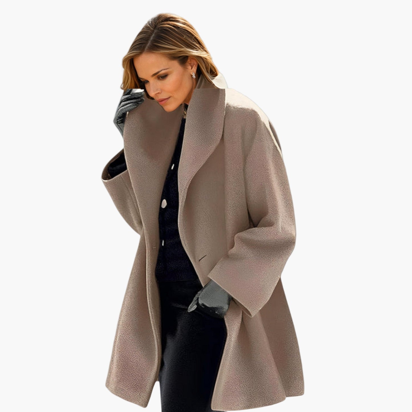 Women's Oversized Lapel Coat Modern Elegant Outerwear for Office and Everyday Wear