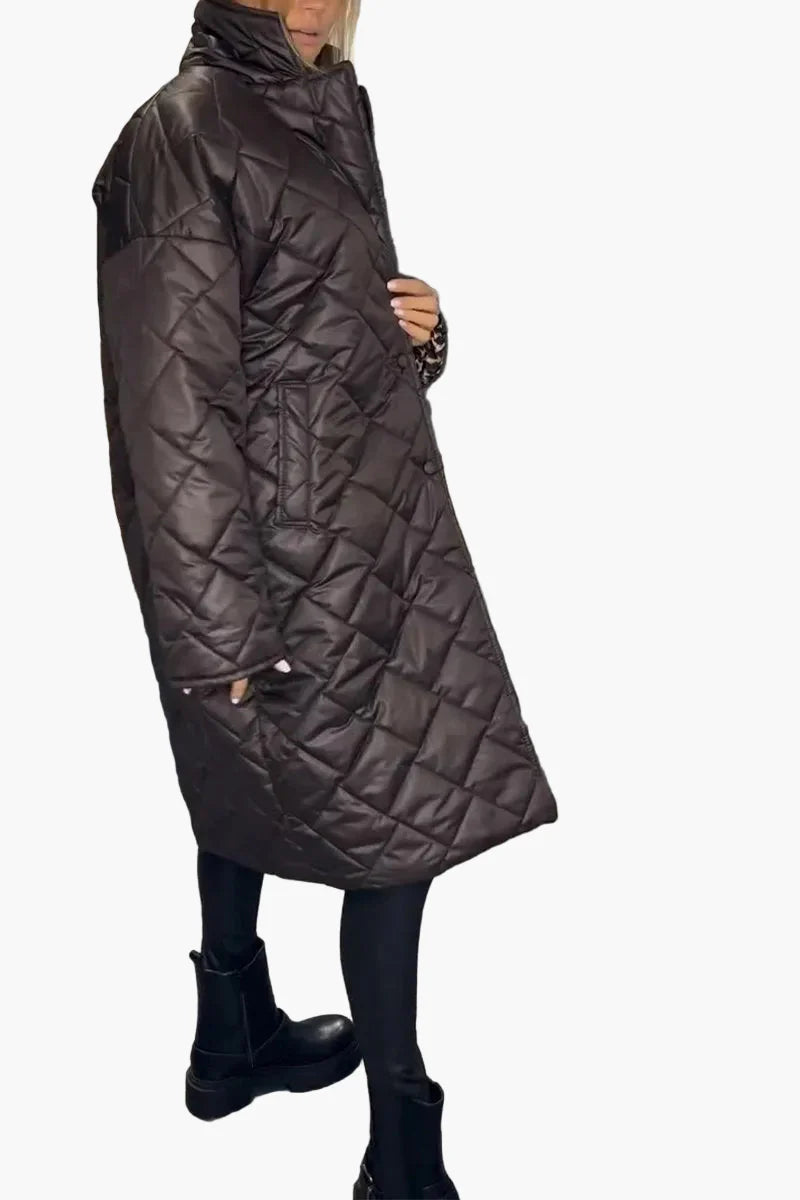 Women's Reversible Quilted Winter Coat with Leopard Print – Elegant Everyday Style