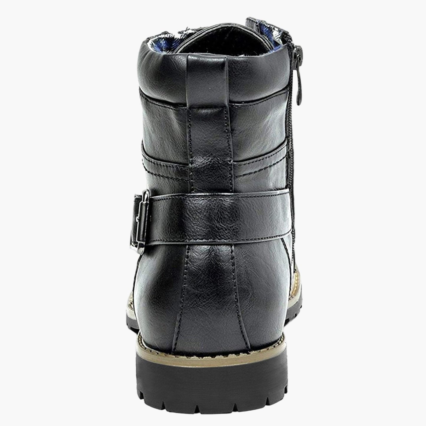 Men's Motorcycle Combat Ankle Boots - Urban Biker Style with Side Zipper and Buckle