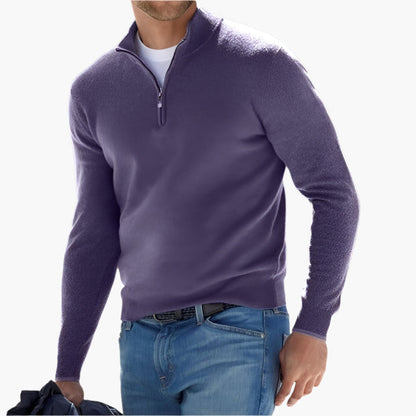 Men's Elegant Quarter-Zip Pullover Sweater for Casual and Smart Looks