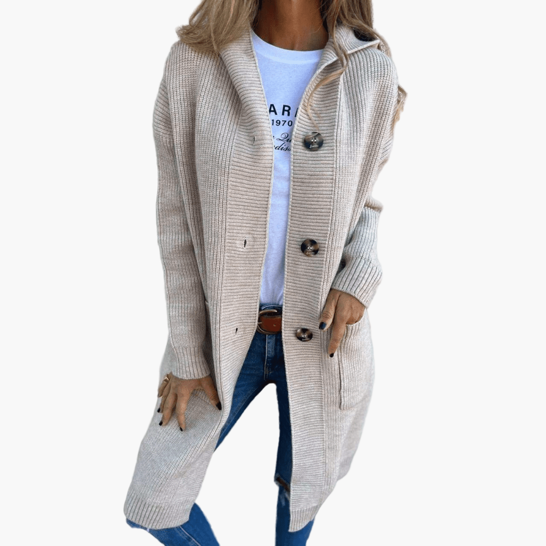 Women's Everyday Long Button Cardigan – Casual Chic Layer