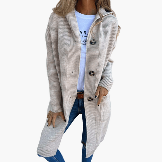 Women's Everyday Long Button Cardigan – Casual Chic Layer