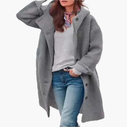 Women's Casual Long Winter Coat Relaxed Fit with Buttons and Pockets – Ideal for Cold Weather
