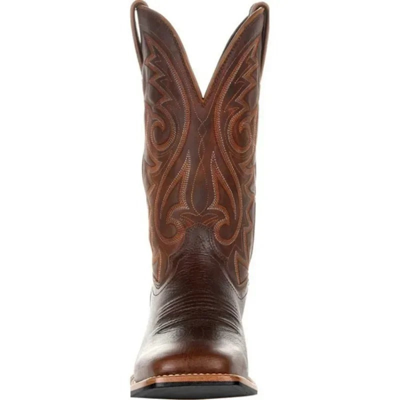 Men's Western Cowboy Boots Classic Mid-Calf Western Style Slip-On Boots