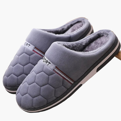 Men's Cozy Quilted Indoor Slippers with Thick Sole – Fashionable House Shoes for Winter Comfort