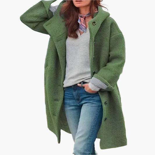 Women's Casual Long Winter Coat Relaxed Fit with Buttons and Pockets – Ideal for Cold Weather