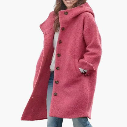 Women's Casual Long Winter Coat Relaxed Fit with Buttons and Pockets – Ideal for Cold Weather