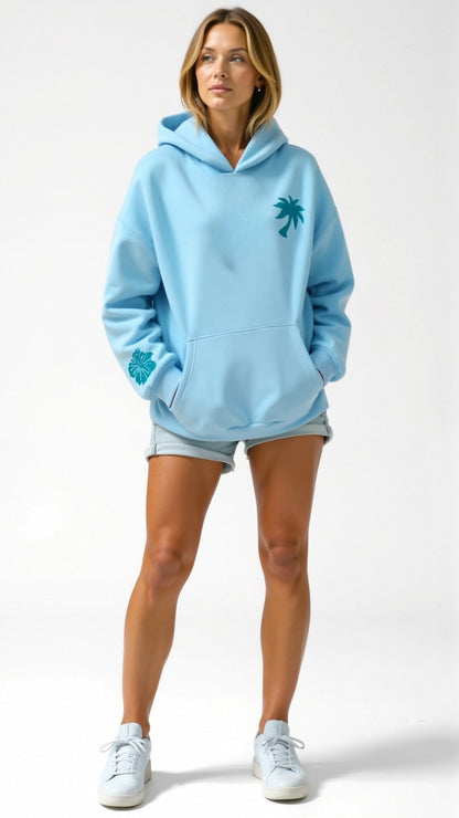 Women's Relaxed Fit Embroidered Tropical Hoodie – Everyday Casual Style