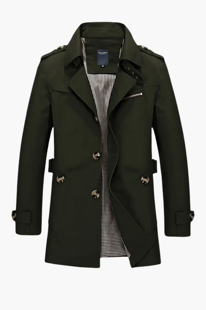 Men's Classic Trench Coat with Lapel Collar – Timeless Elegant Outerwear for Winter