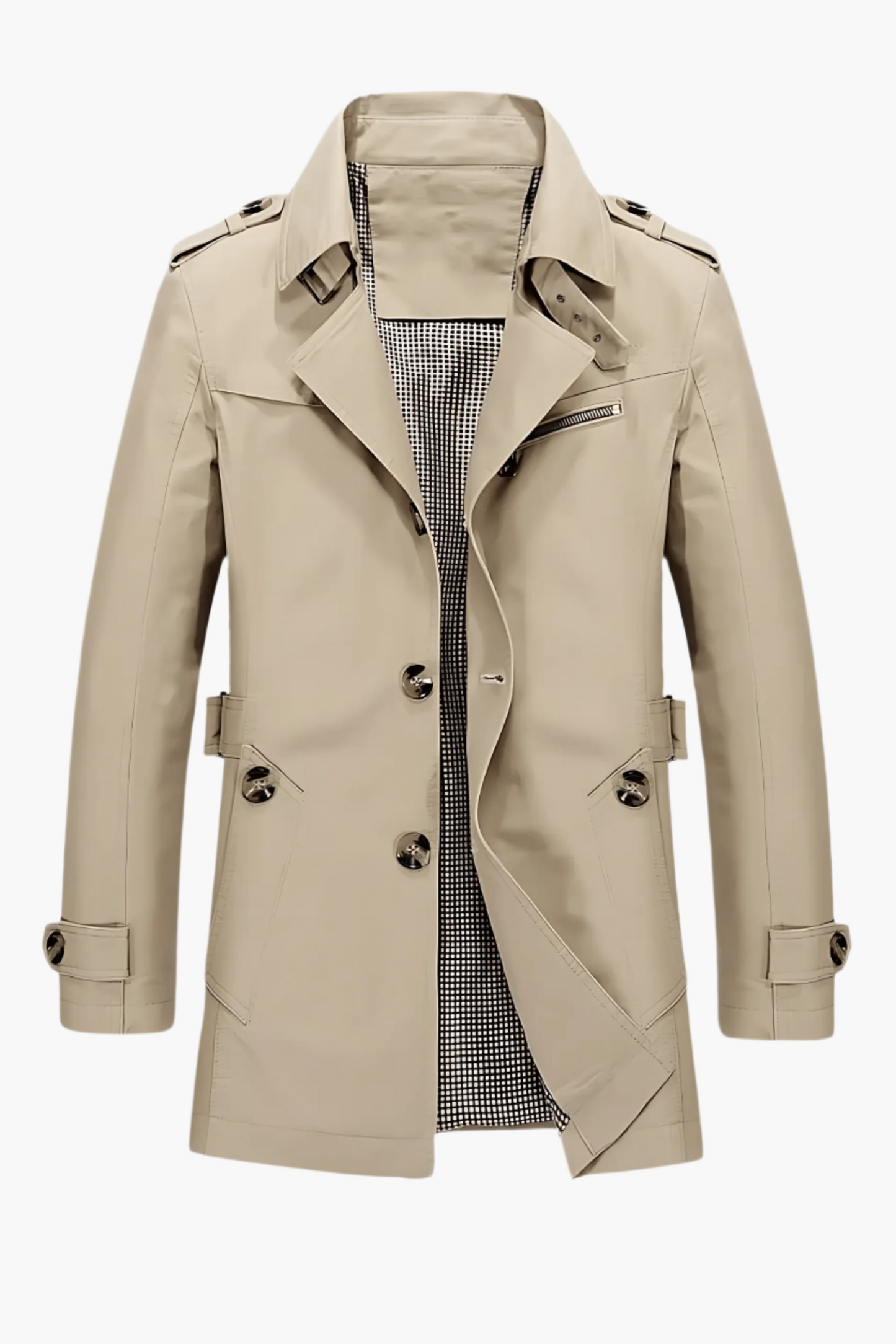 Men's Classic Trench Coat with Lapel Collar – Timeless Elegant Outerwear for Winter