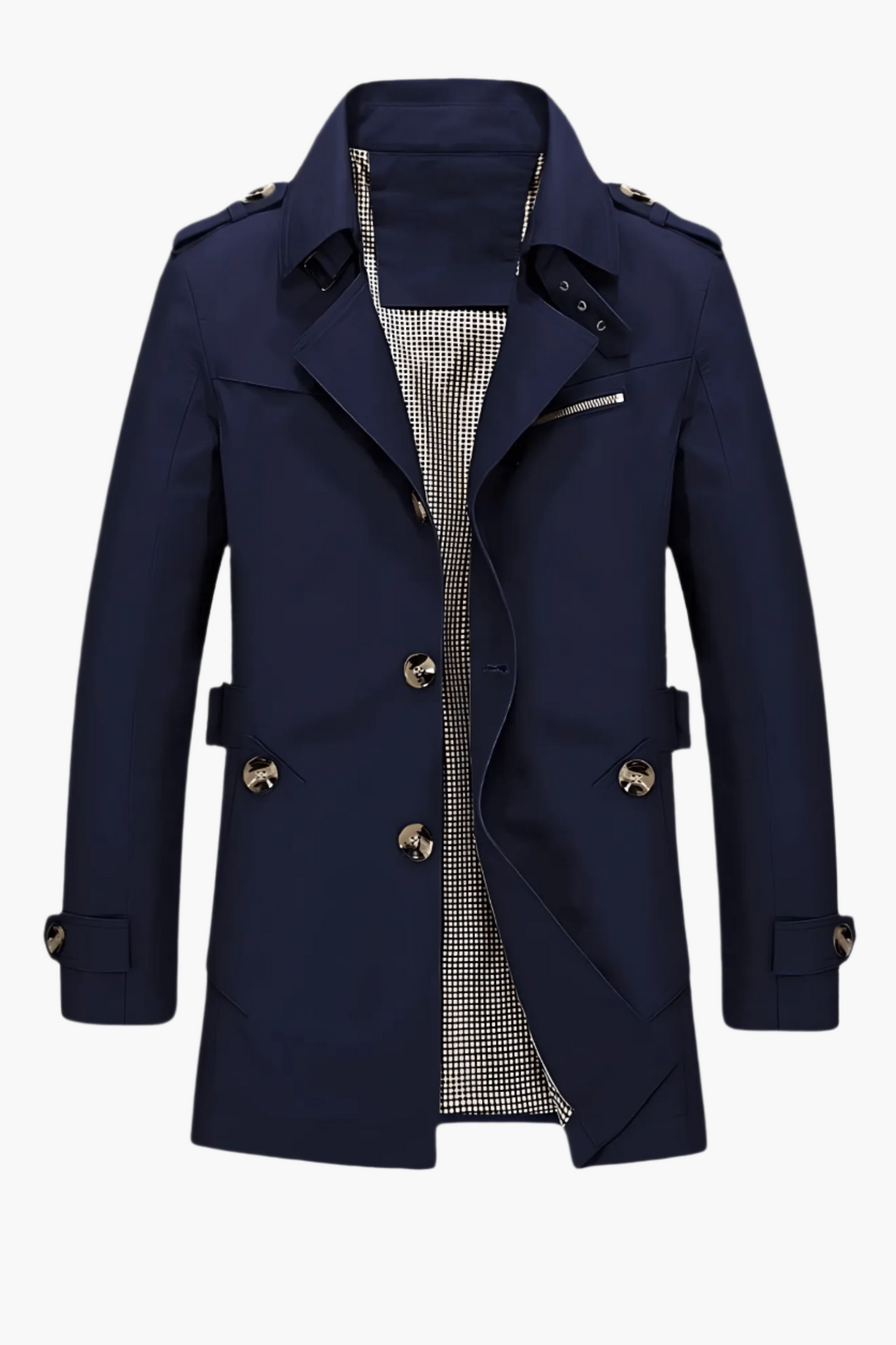 Men's Classic Trench Coat with Lapel Collar – Timeless Elegant Outerwear for Winter