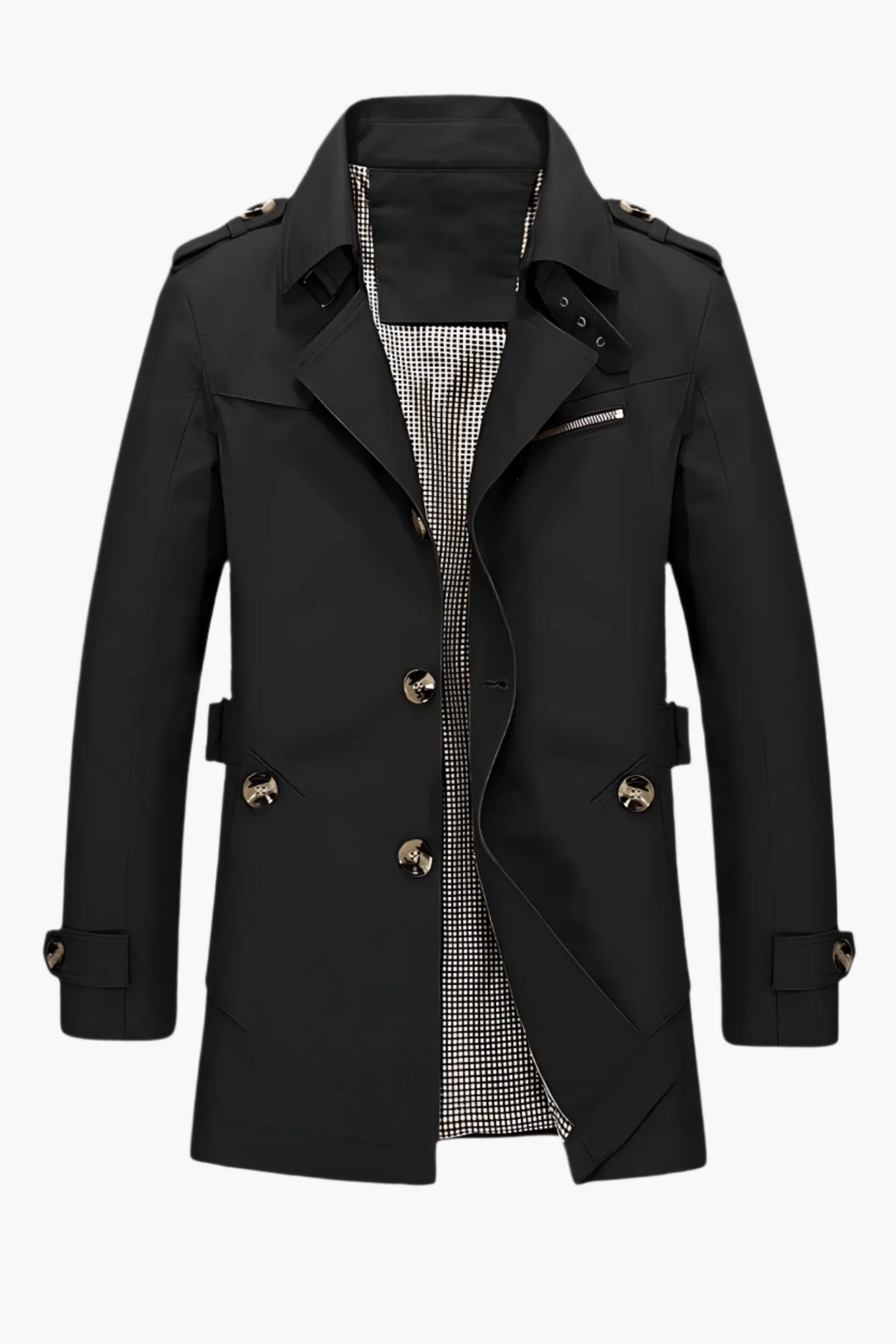 Men's Classic Trench Coat with Lapel Collar – Timeless Elegant Outerwear for Winter