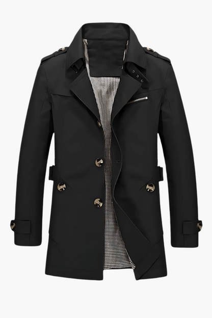 Men's Classic Trench Coat with Lapel Collar – Timeless Elegant Outerwear for Winter