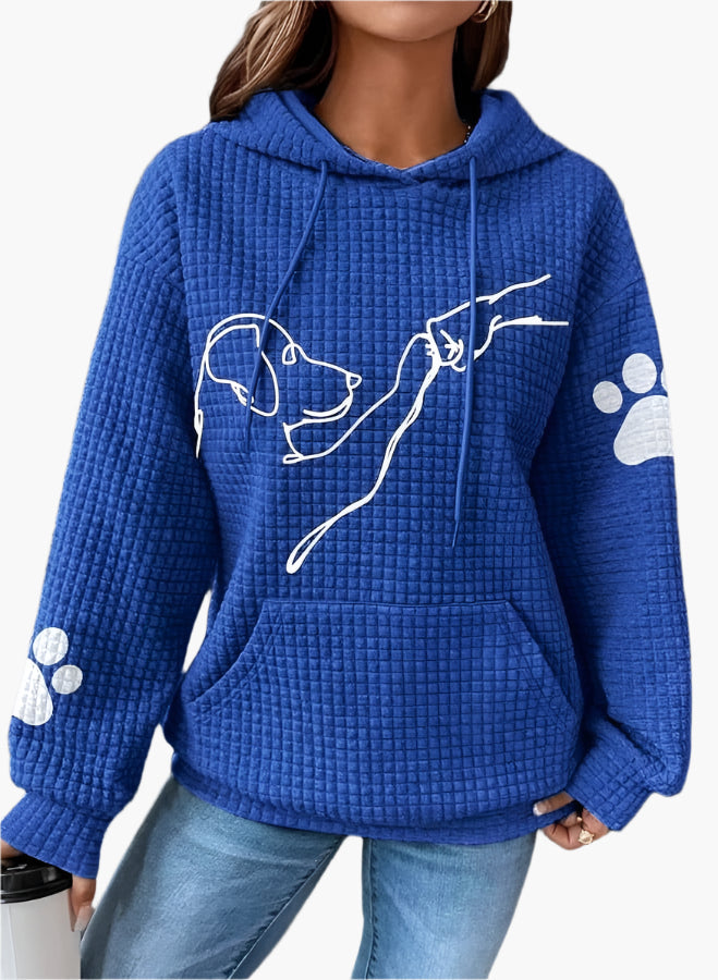 Women's Dog Lover Casual Hoodie with Paw Print and Artistic Dog Design