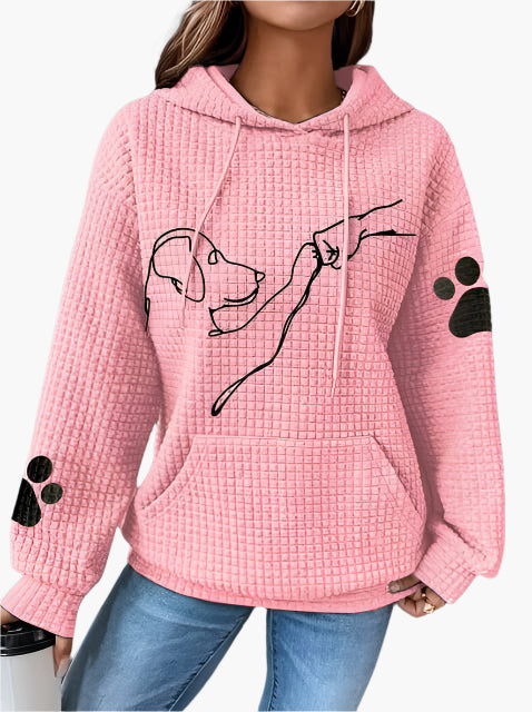 Women's Dog Lover Casual Hoodie with Paw Print and Artistic Dog Design