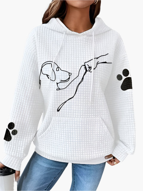 Women's Dog Lover Casual Hoodie with Paw Print and Artistic Dog Design