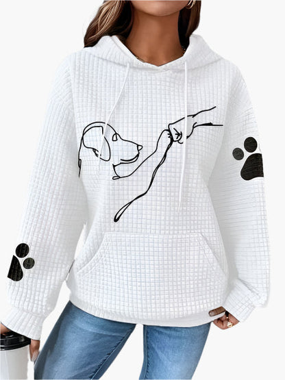 Women's Dog Lover Casual Hoodie with Paw Print and Artistic Dog Design