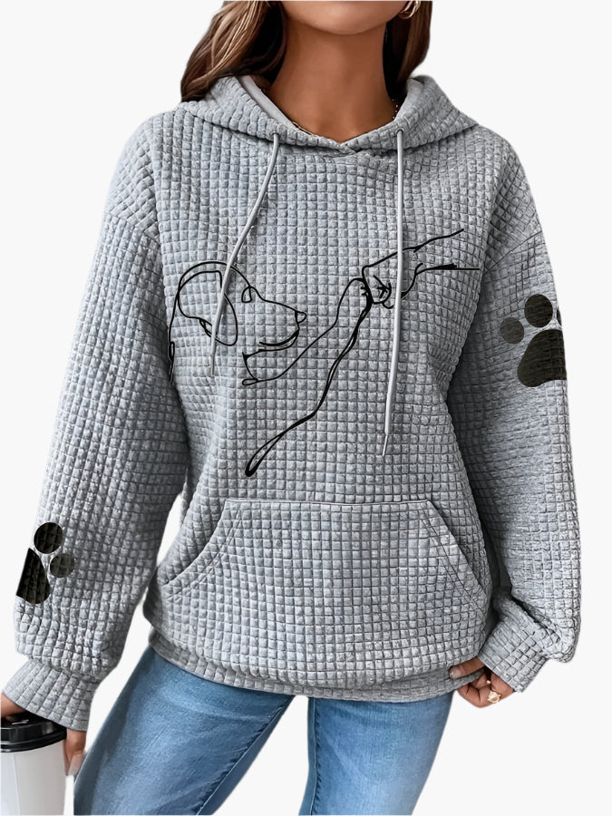 Women's Dog Lover Casual Hoodie with Paw Print and Artistic Dog Design
