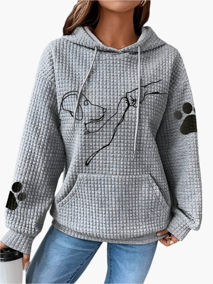 Women's Dog Lover Casual Hoodie with Paw Print and Artistic Dog Design