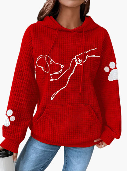 Women's Dog Lover Casual Hoodie with Paw Print and Artistic Dog Design