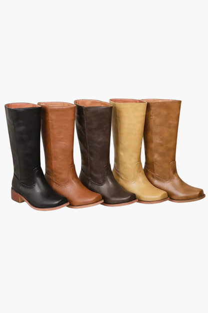 Women's Modern Classic Knee-High Block Heel Boots – Fashion Versatile Everyday Style