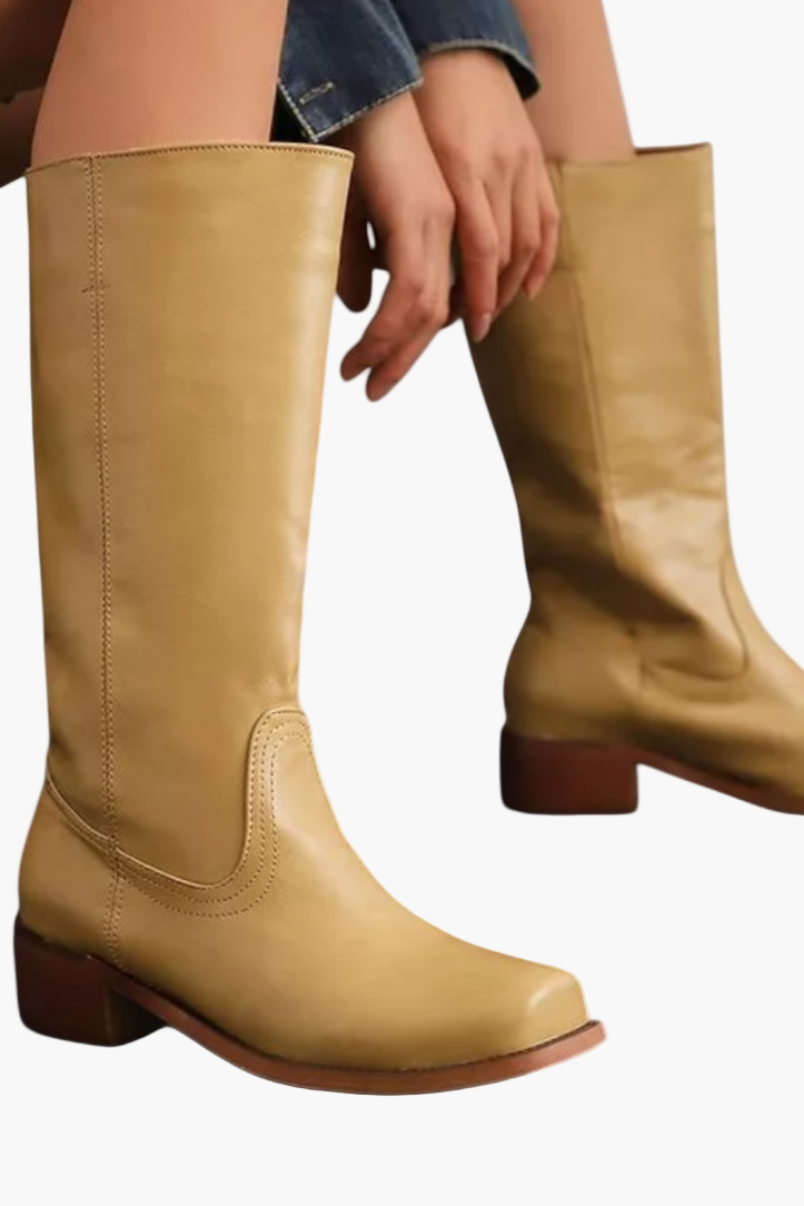 Women's Modern Classic Knee-High Block Heel Boots – Fashion Versatile Everyday Style