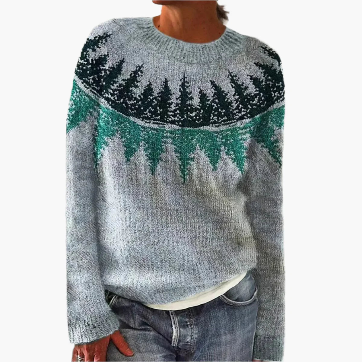 Women's Retro Patterned Knit Pullover Sweater Casual Vintage Style