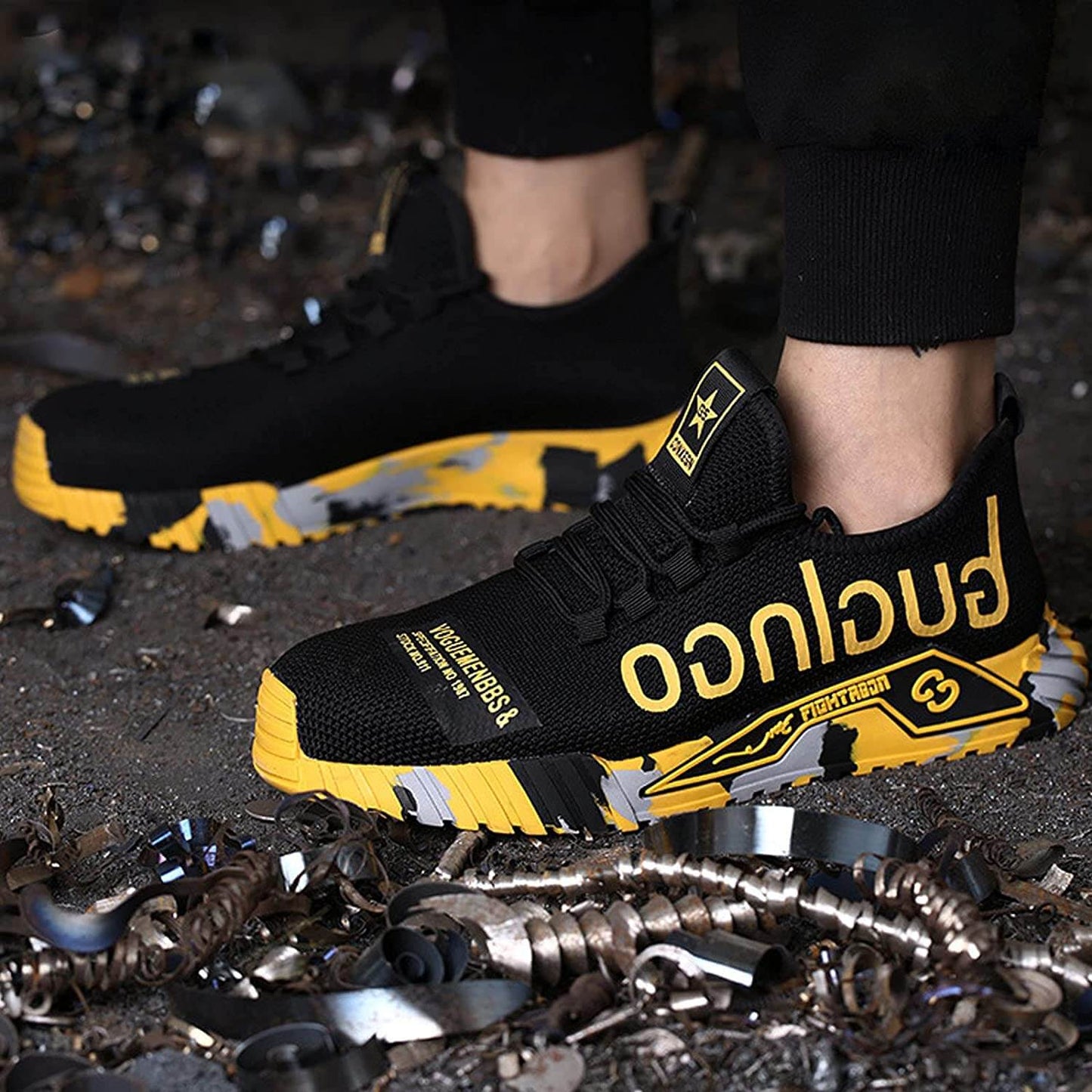 Men's Safety Work Sneakers – Lightweight Anti-Slip Steel Toe Athletic Shoes for Construction & Outdoor Use