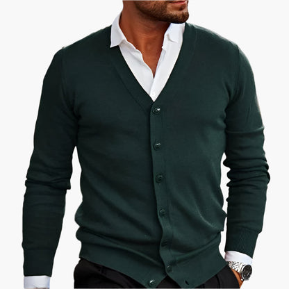 Men's Classic V-Neck Button-Up Cardigan – Smart Casual Office & Formal Style