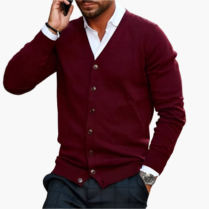 Men's Classic V-Neck Button-Up Cardigan – Smart Casual Office & Formal Style