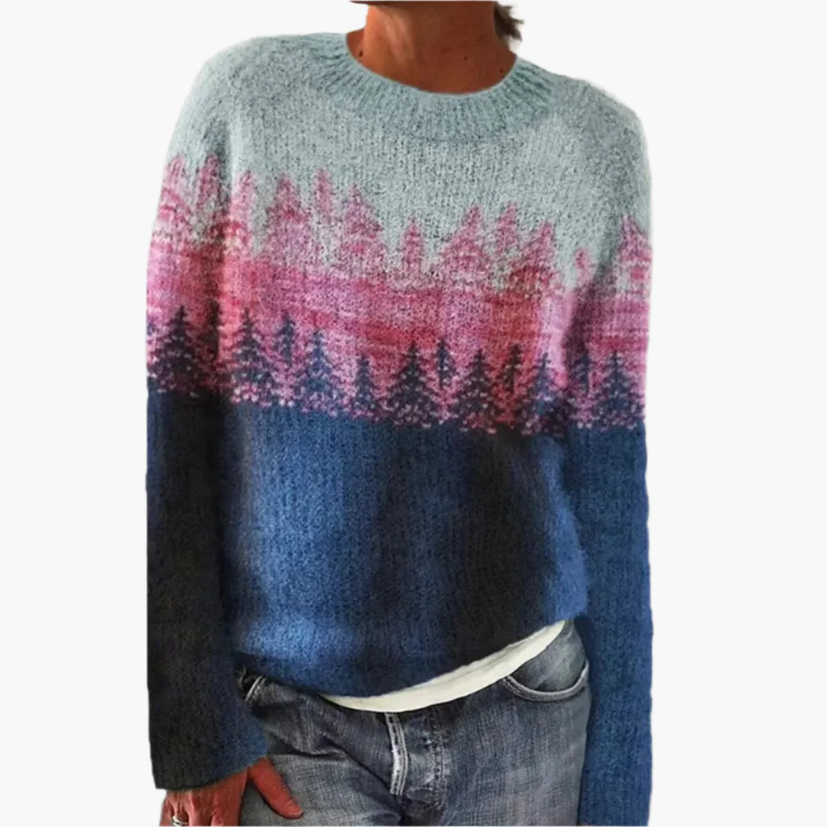 Women's Retro Patterned Knit Pullover Sweater Casual Vintage Style
