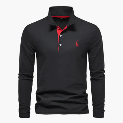 Men's Classic Long Sleeve Polo Shirt – Stylish Embroidered Collar for Casual & Formal Wear
