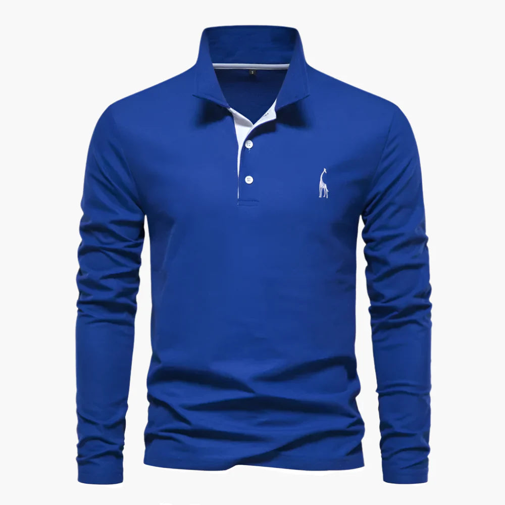 Men's Classic Long Sleeve Polo Shirt – Stylish Embroidered Collar for Casual & Formal Wear