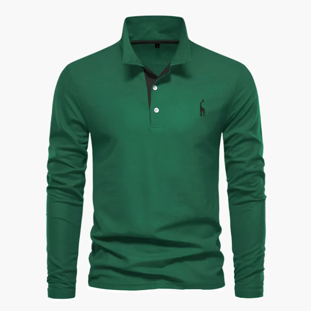 Men's Classic Long Sleeve Polo Shirt – Stylish Embroidered Collar for Casual & Formal Wear