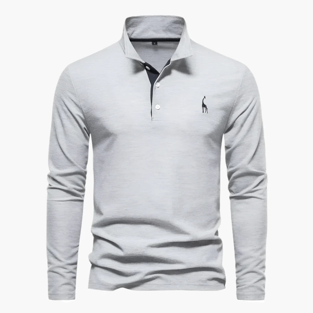 Men's Classic Long Sleeve Polo Shirt – Stylish Embroidered Collar for Casual & Formal Wear