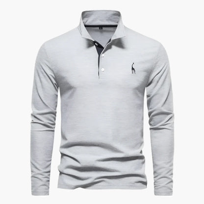 Men's Classic Long Sleeve Polo Shirt – Stylish Embroidered Collar for Casual & Formal Wear