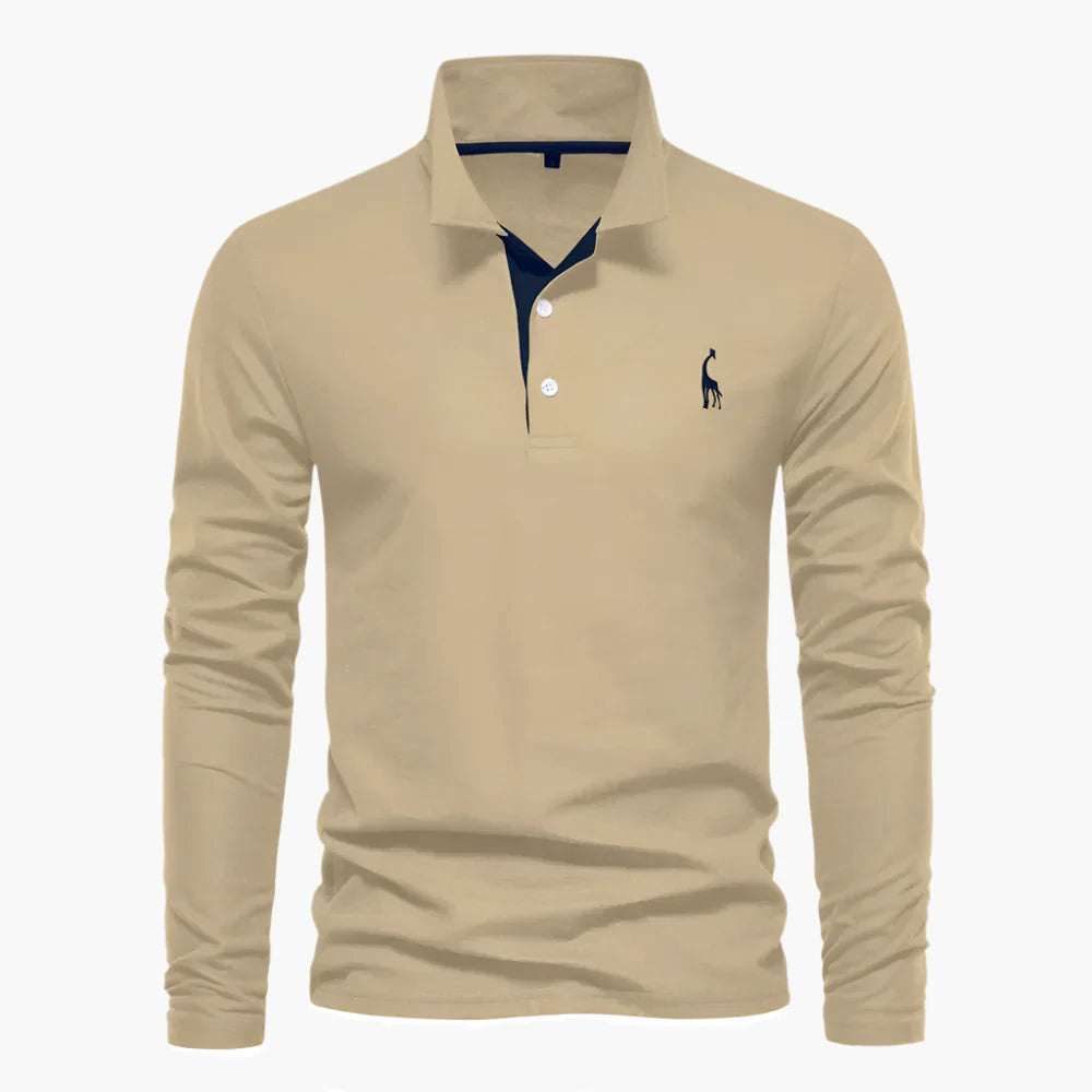 Men's Classic Long Sleeve Polo Shirt – Stylish Embroidered Collar for Casual & Formal Wear