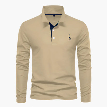 Men's Classic Long Sleeve Polo Shirt – Stylish Embroidered Collar for Casual & Formal Wear