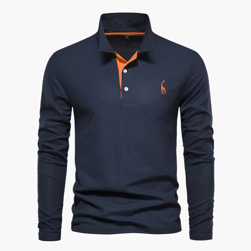 Men's Classic Long Sleeve Polo Shirt – Stylish Embroidered Collar for Casual & Formal Wear