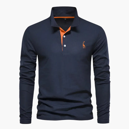 Men's Classic Long Sleeve Polo Shirt – Stylish Embroidered Collar for Casual & Formal Wear