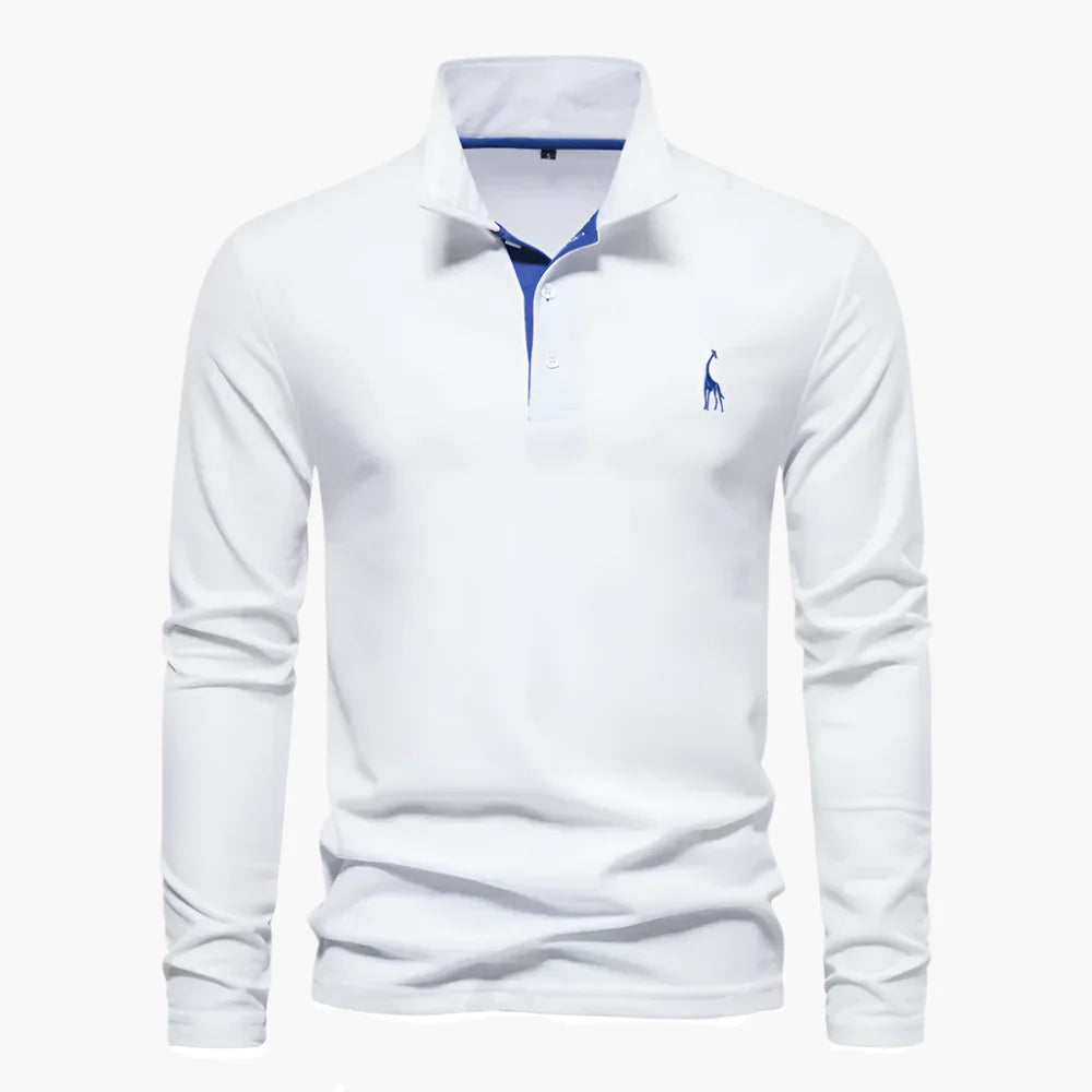 Men's Classic Long Sleeve Polo Shirt – Stylish Embroidered Collar for Casual & Formal Wear