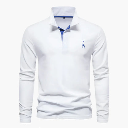 Men's Classic Long Sleeve Polo Shirt – Stylish Embroidered Collar for Casual & Formal Wear