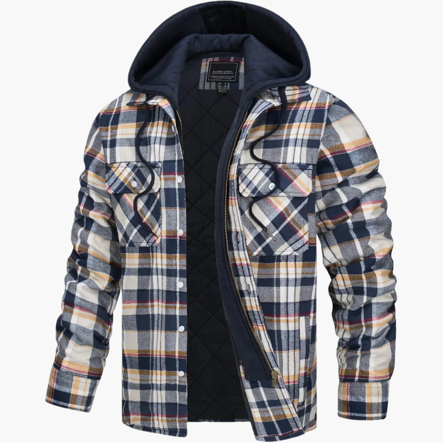 Men's Hooded Plaid Urban Winter Jacket - Warm Quilted Everyday Outerwear