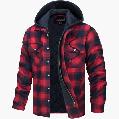 Men's Hooded Plaid Urban Winter Jacket - Warm Quilted Everyday Outerwear