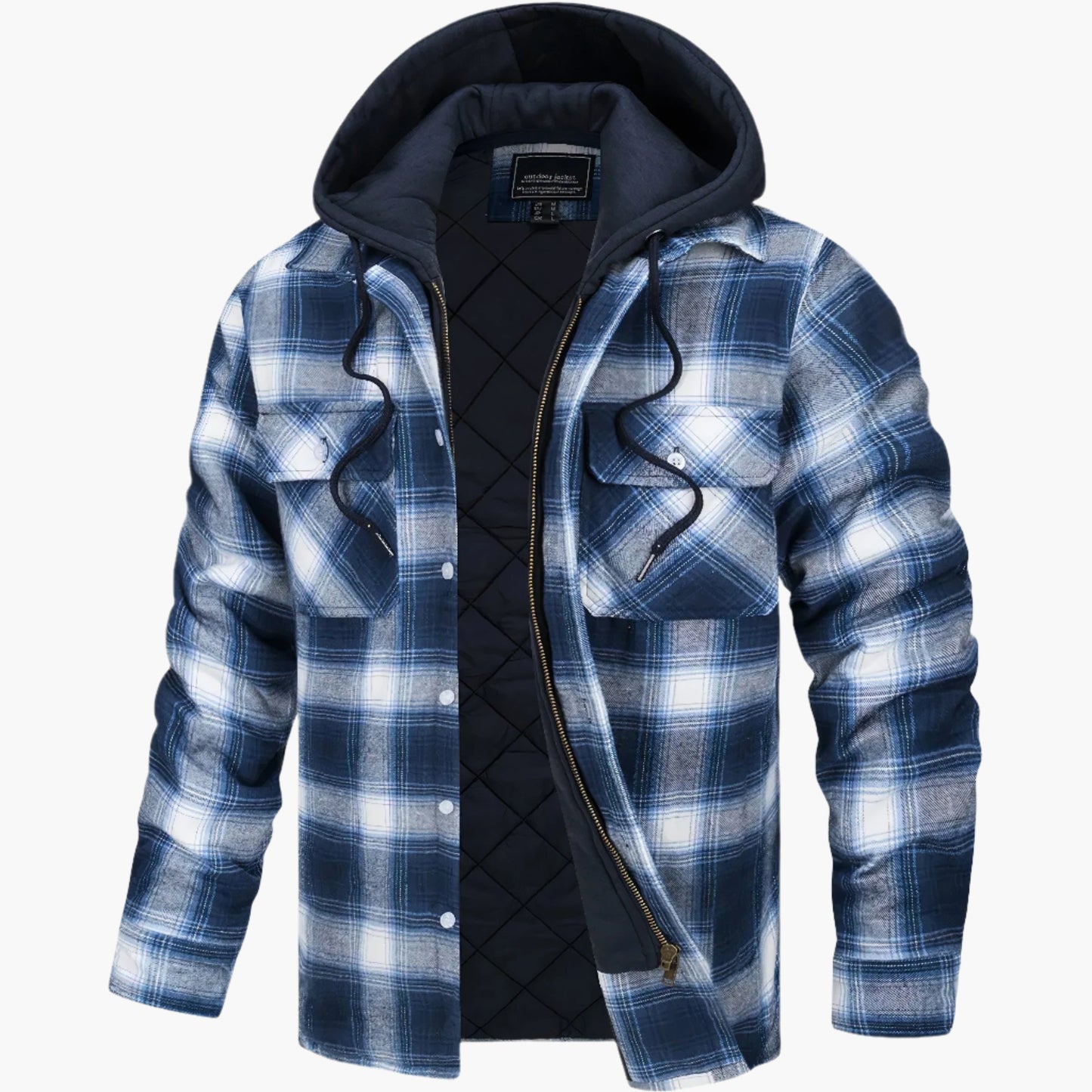 Men's Hooded Plaid Urban Winter Jacket - Warm Quilted Everyday Outerwear