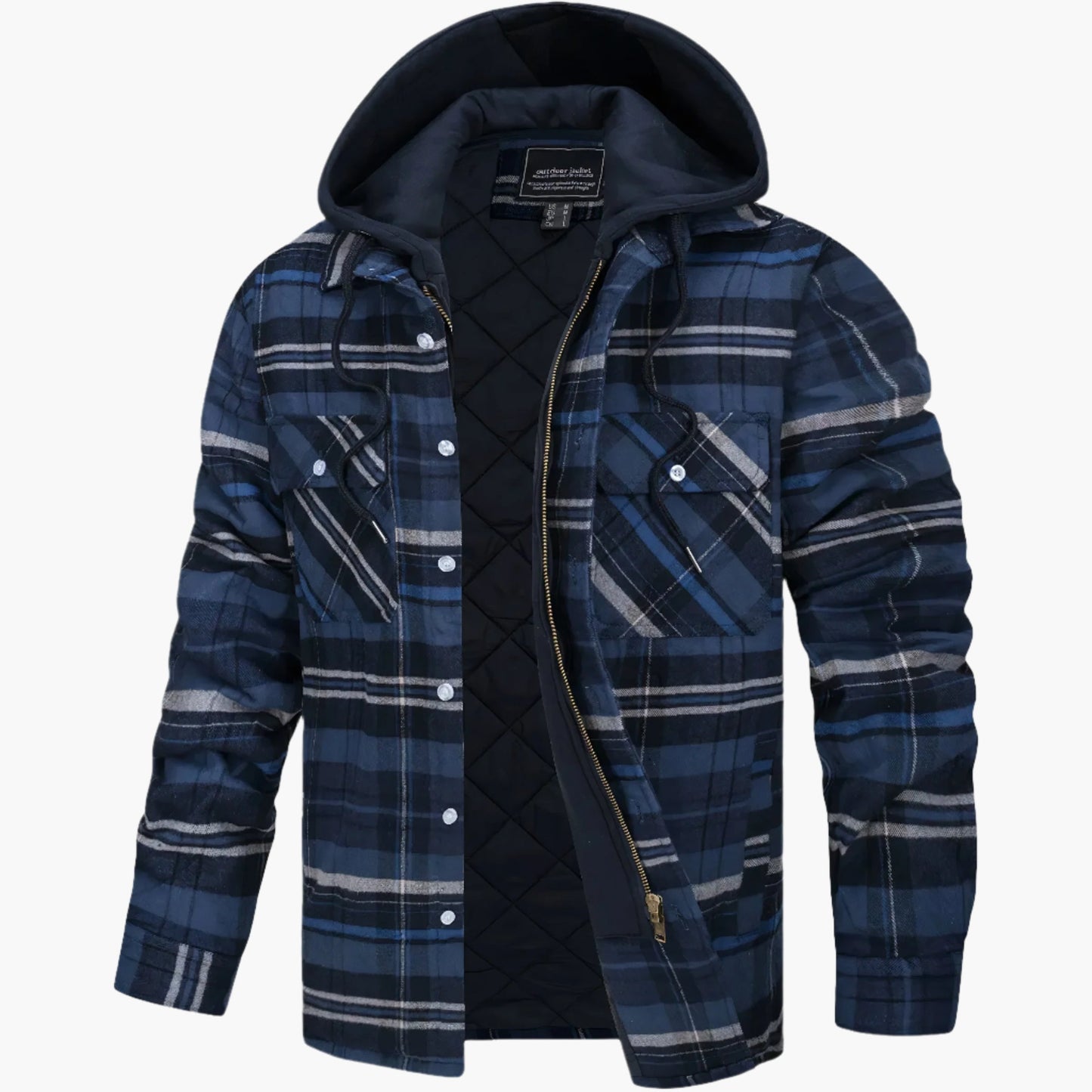 Men's Hooded Plaid Urban Winter Jacket - Warm Quilted Everyday Outerwear