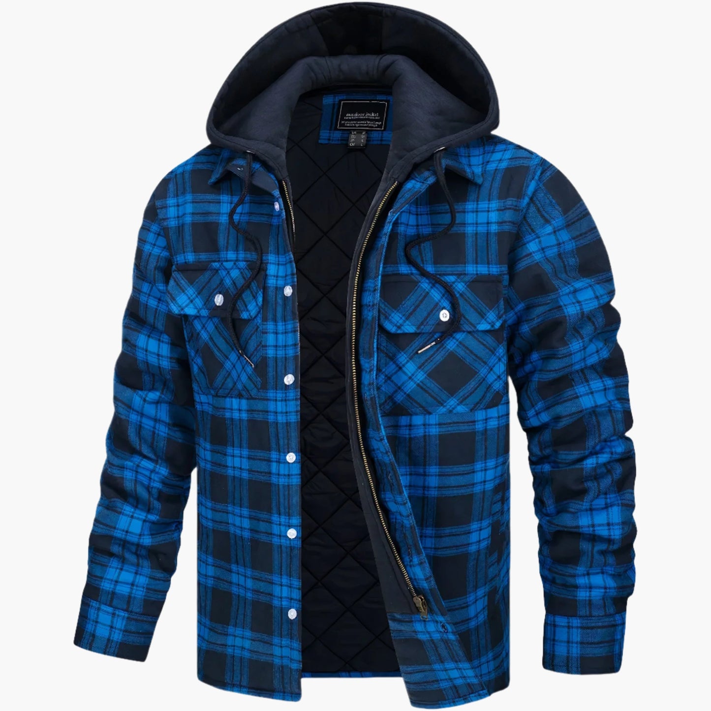 Men's Hooded Plaid Urban Winter Jacket - Warm Quilted Everyday Outerwear