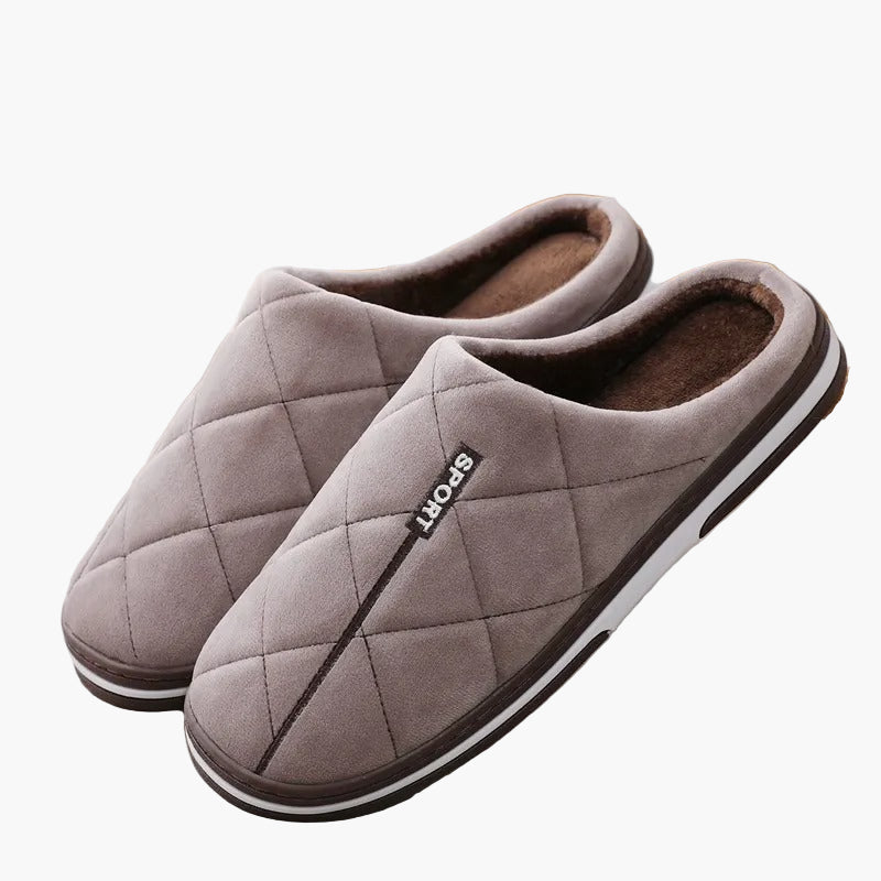 Men's Cozy Quilted Indoor Slippers with Thick Sole – Fashionable House Shoes for Winter Comfort