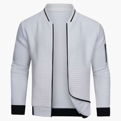 Men's Minimalist Grid Bomber Jacket for Daily Wear and Modern Style