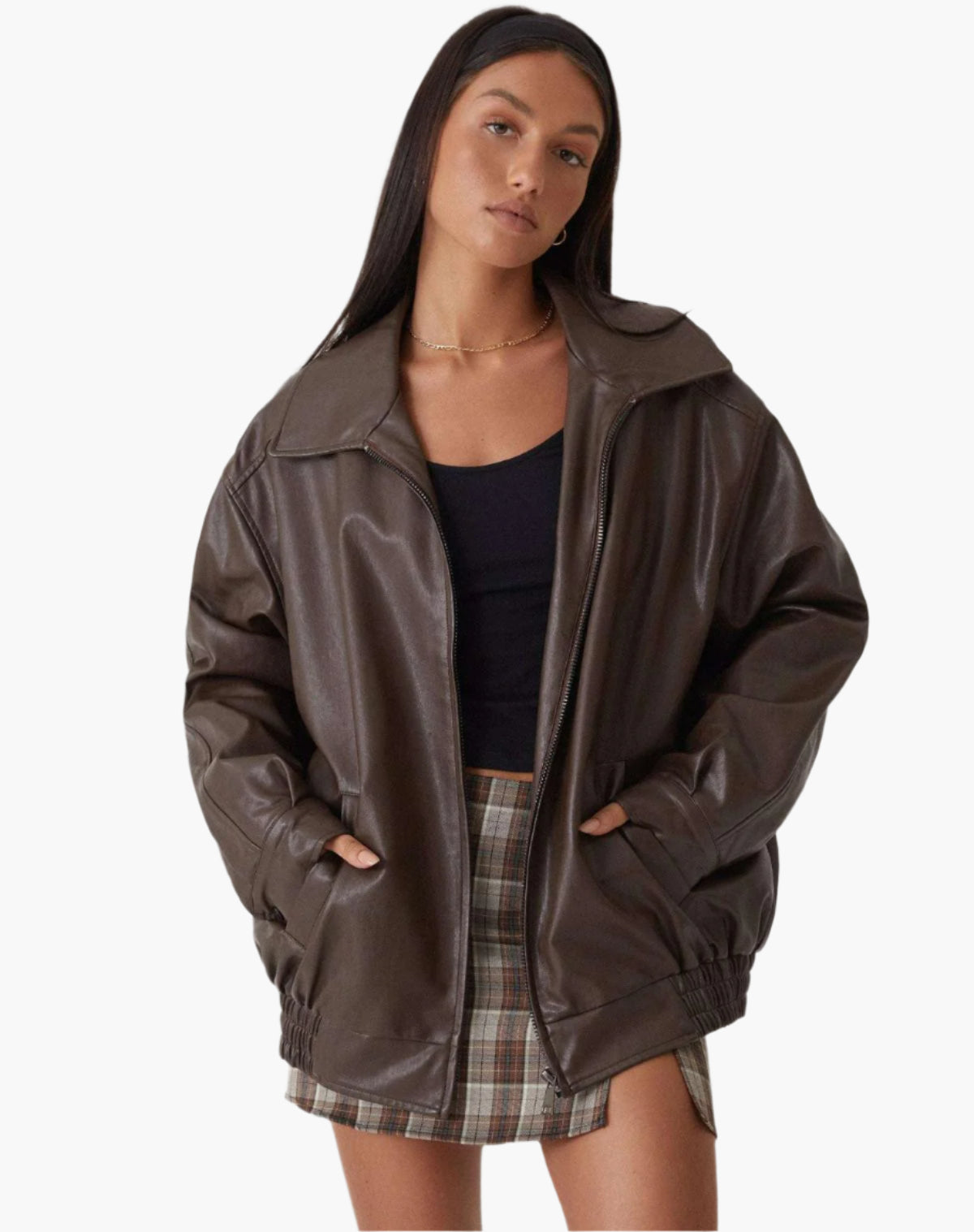 Women's Oversized Bomber Jacket – Trendy Relaxed Fit for Everyday and Night Out Style